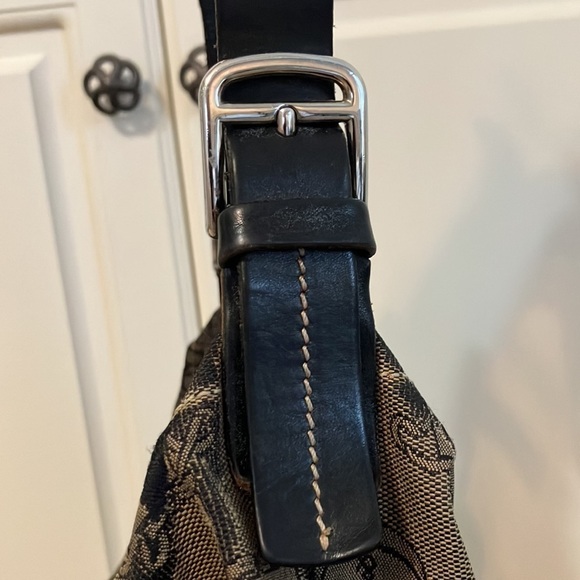 DOONEY&BOURKE SIGNATURE HOBO SHOULDER BAG LEATHER TRIM BROWN - Picture 8 of 11